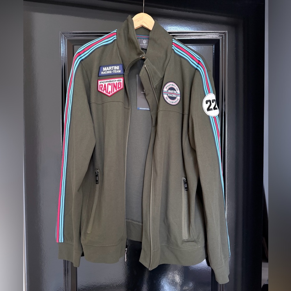 Porsche Martini Racing Team Olive Green Jacket with Stripes M — BNWT